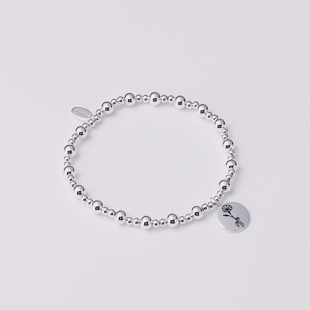 September Birth Flower Morning Glory Beaded Stretch Bracelet