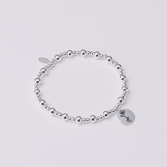 September Birth Flower Morning Glory Beaded Stretch Bracelet