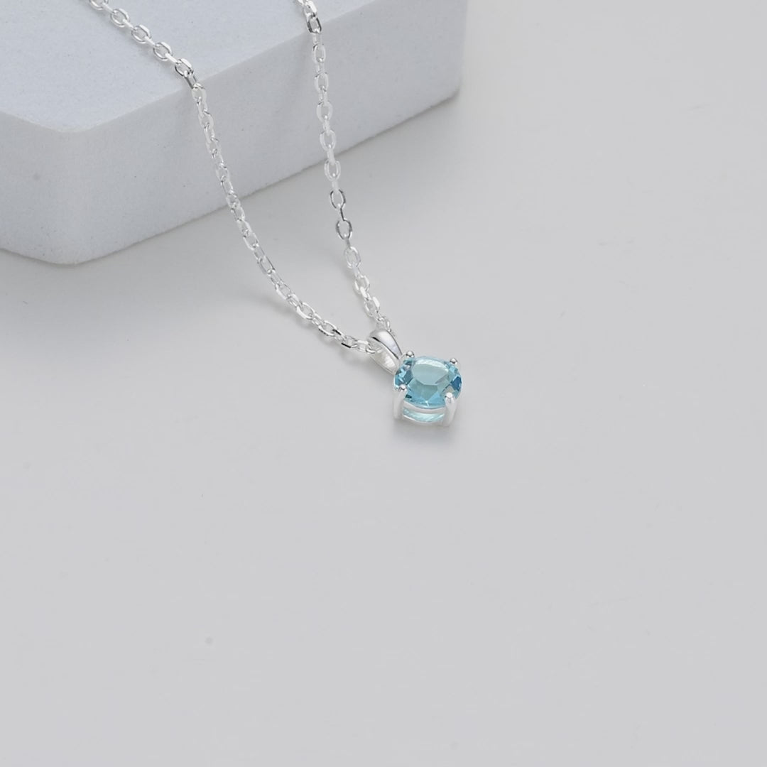Sterling Silver Light Blue Necklace Created with Zircondia® Crystals Video