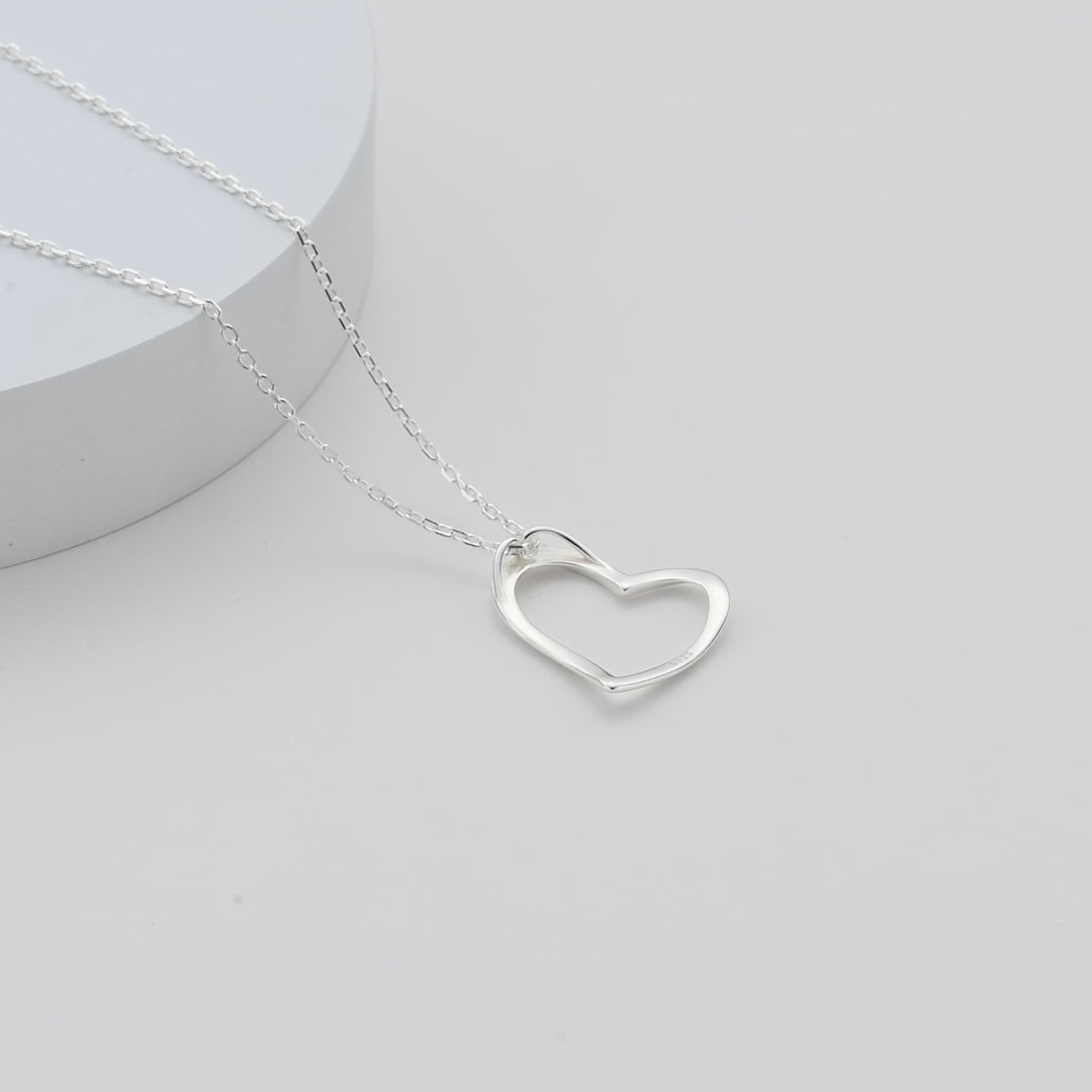 Sterling Silver Heart Pendant Necklace Video