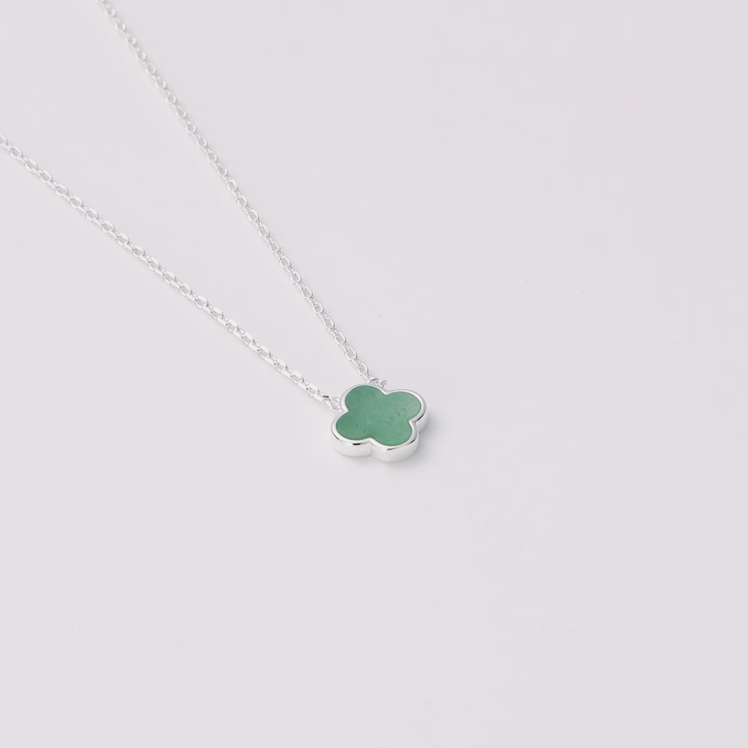 Green Aventurine Gemstone Clover Necklace