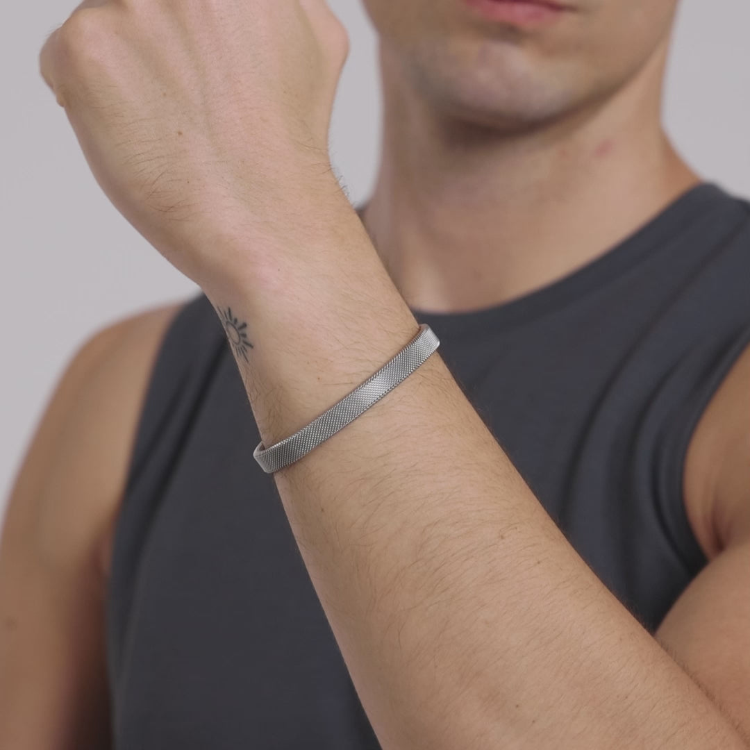 Men's Stainless Steel Mesh Cuff Bracelet Video