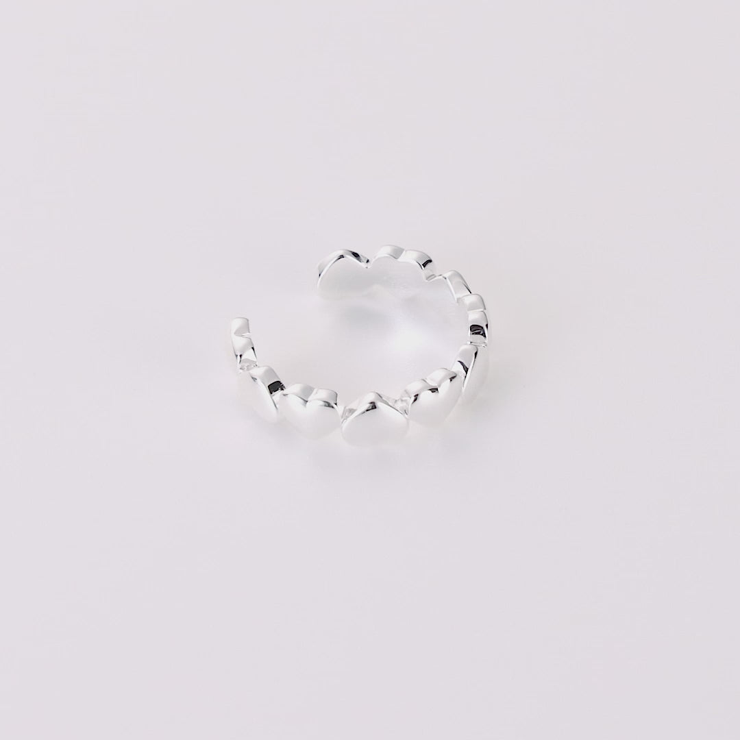 Silver Plated Adjustable Heart Band Ring