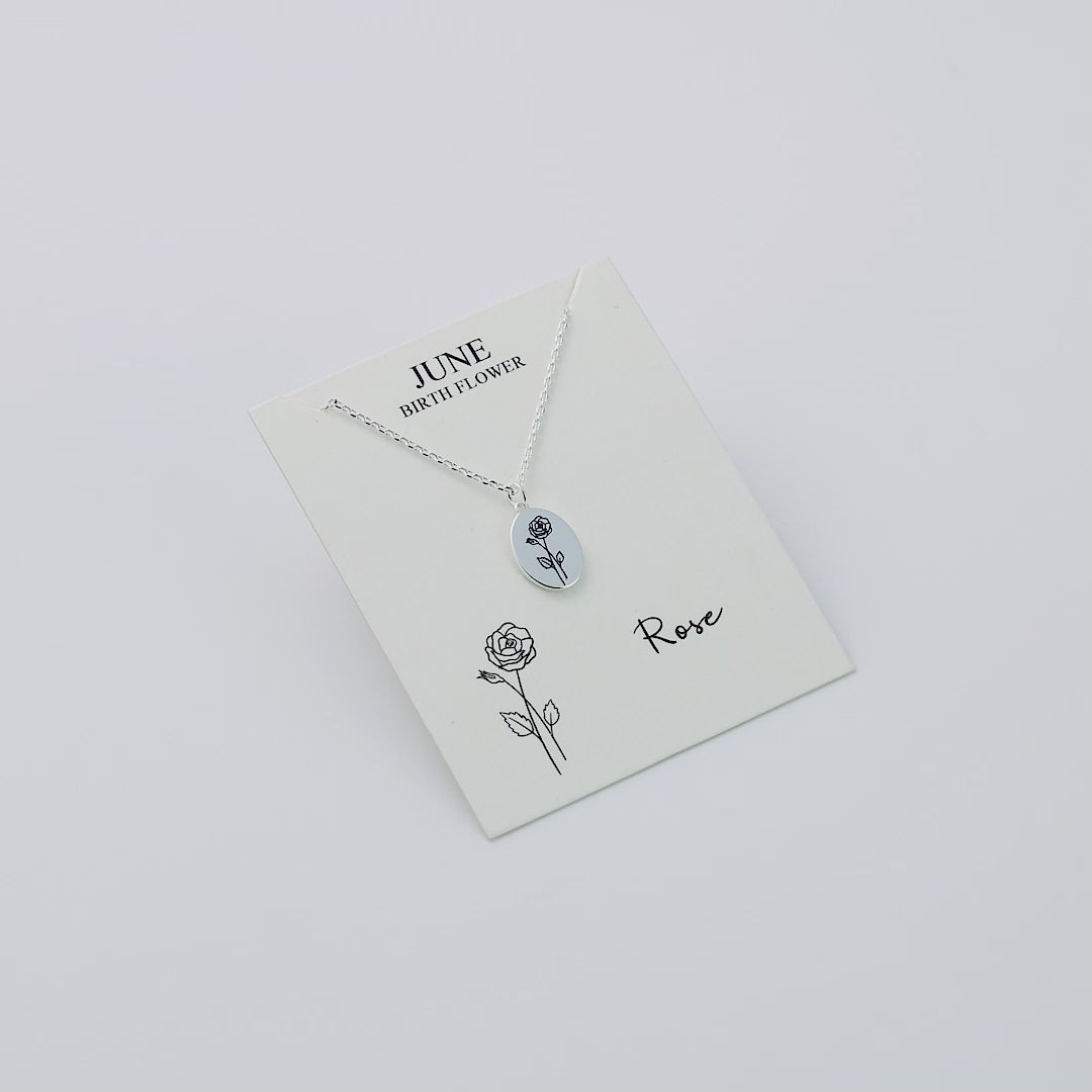 June Birth Flower Rose Necklace with Card