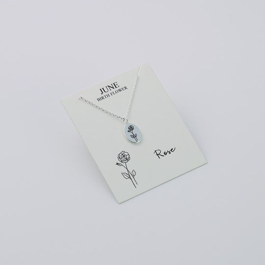 June Birth Flower Rose Necklace with Card