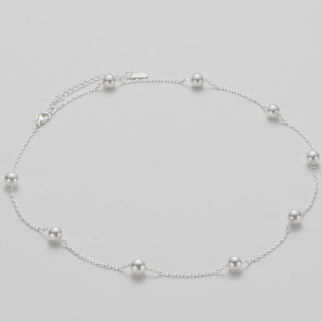 Silver Plated Pearl Chain Necklace