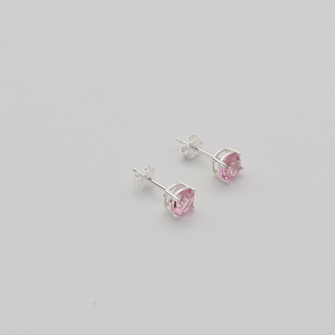 Sterling Silver October (Tourmaline) Birthstone Earrings Created with Zircondia® Crystals Video