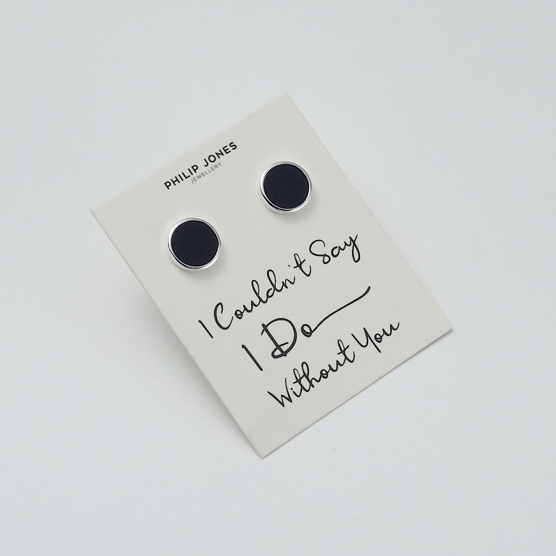 Men's I Couldn't Say I Do Without You Black Onyx Gemstone Wedding Cufflinks