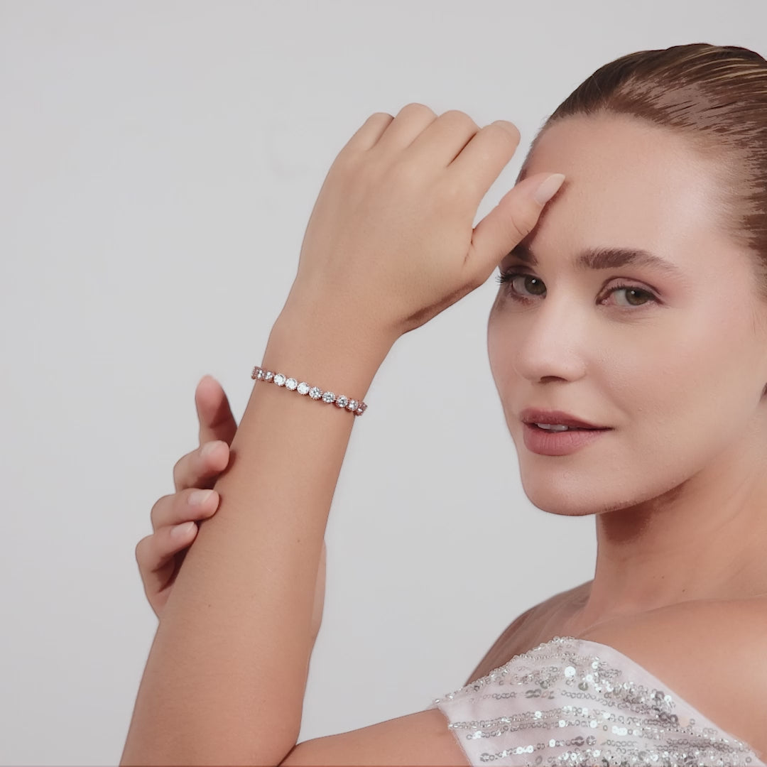 Rose Gold Plated Friendship Bridal Bracelet with Zircondia® Crystals