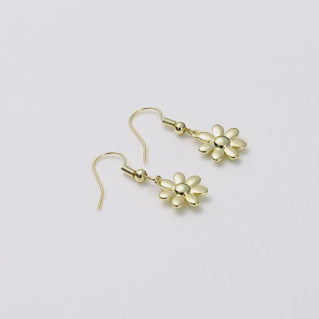 Gold Plated Daisy Drop Earrings