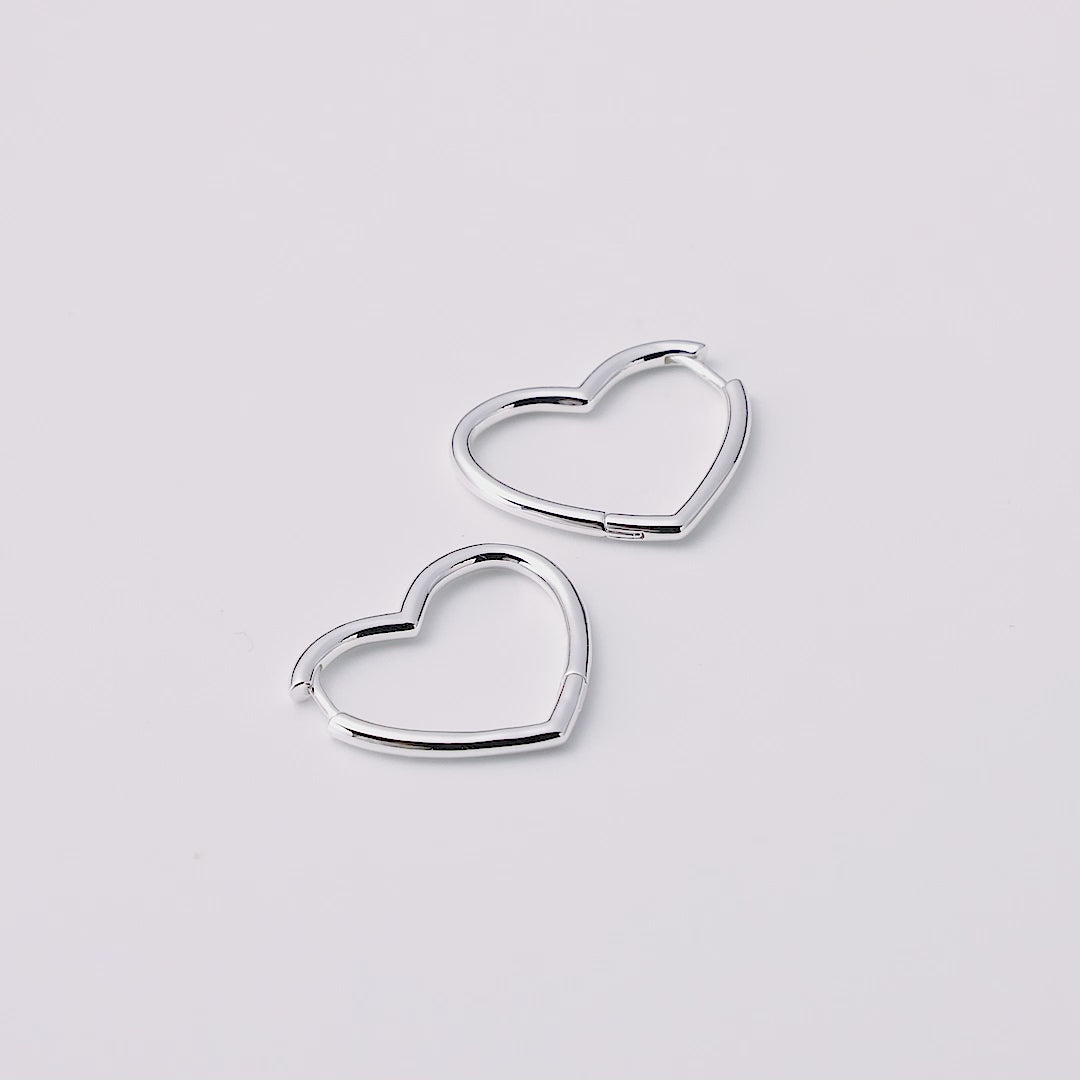 Silver Plated Heart Hoop Earrings