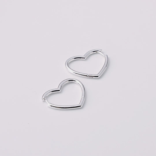 Silver Plated Heart Hoop Earrings