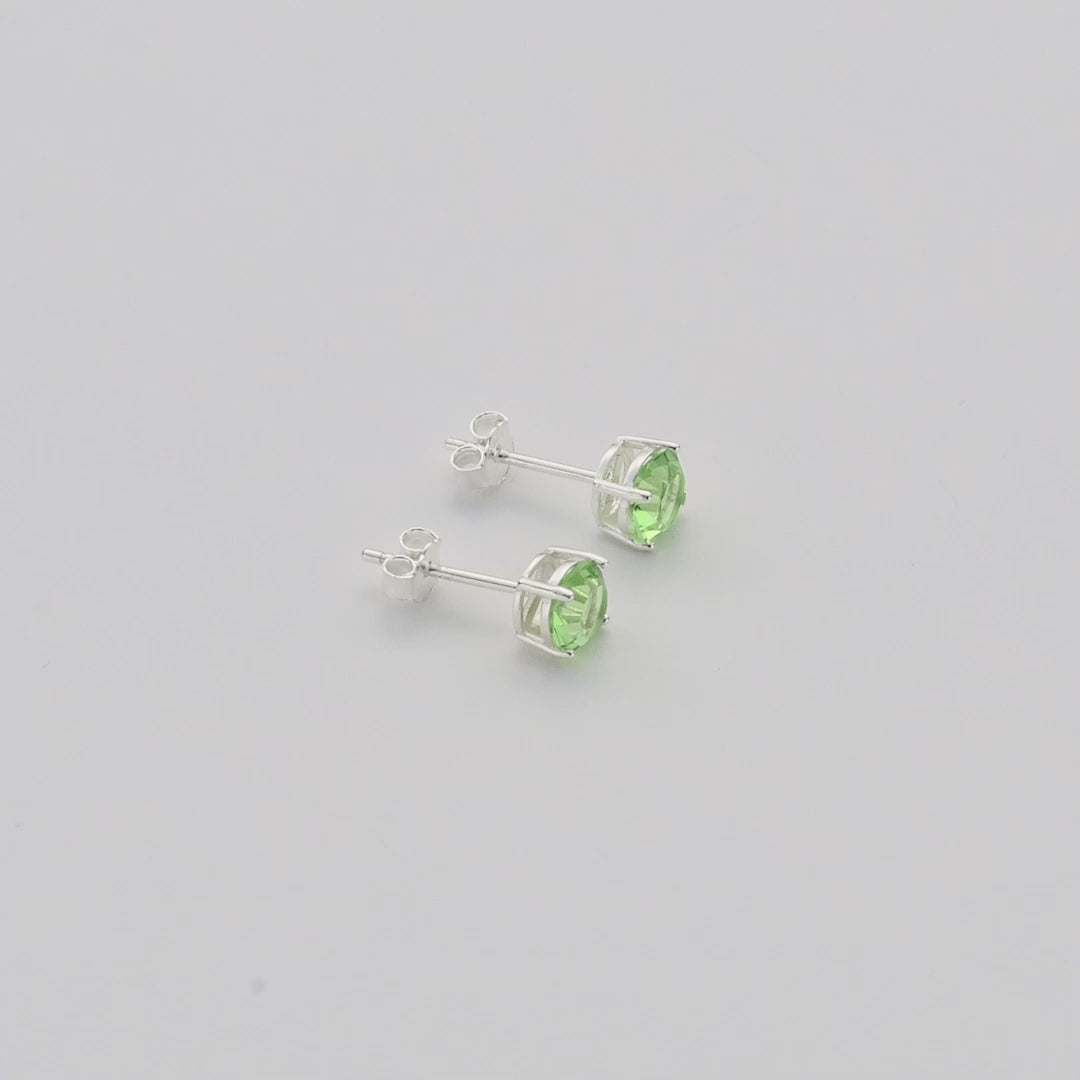 Sterling Silver August (Peridot) Birthstone Earrings Created with Zircondia® Crystals Video