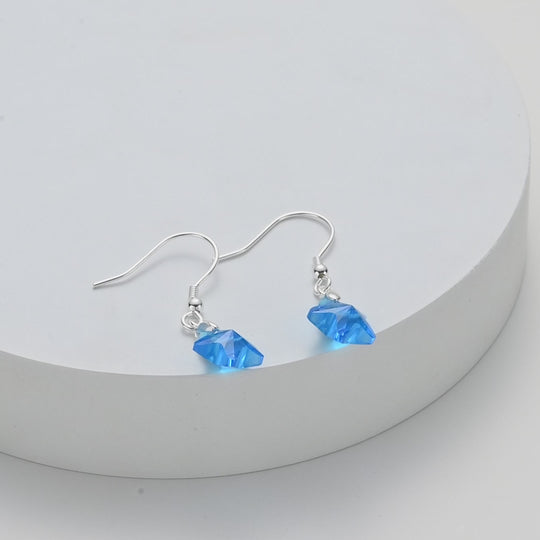 Sterling Silver Aquamarine Star Earrings Created with Zircondia® Crystals Video