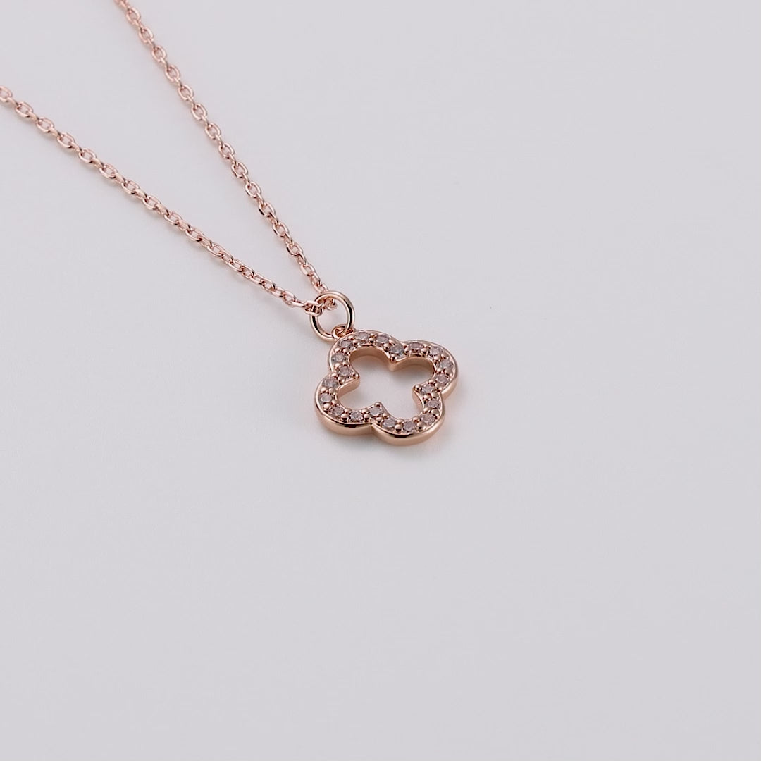 Rose Gold Plated Clover Necklace Created with Zircondia® Crystals