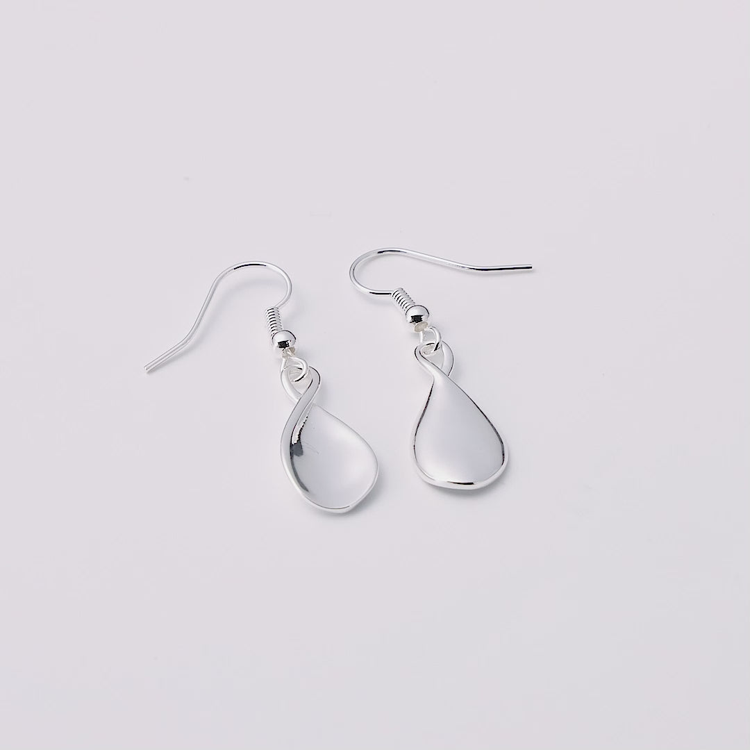 Silver Plated Infinity Curve Drop Earrings