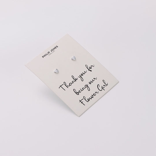 Kid's Sterling Silver Thank you for being our Flower Girl Heart Earrings Created with Zircondia® Crystals