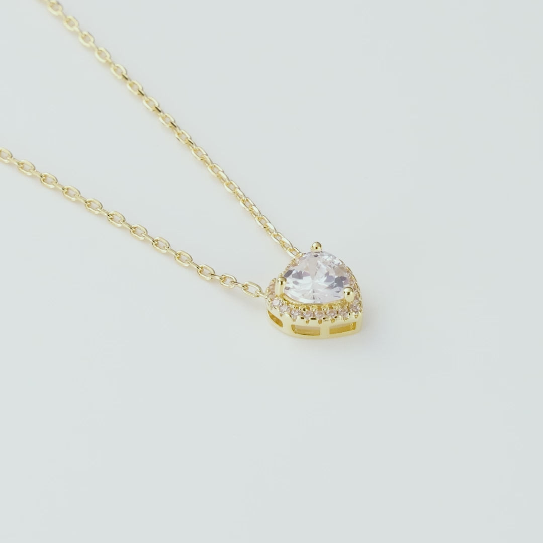 Gold Plated Heart Halo Necklace Created with Zircondia® Crystals