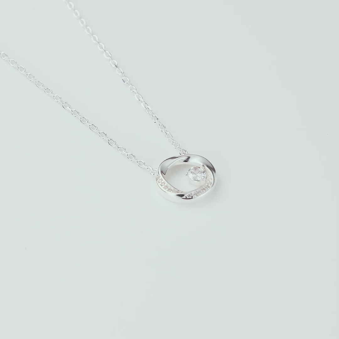 Sterling Silver Twisted Circle Necklace Created with Zircondia® Crystals