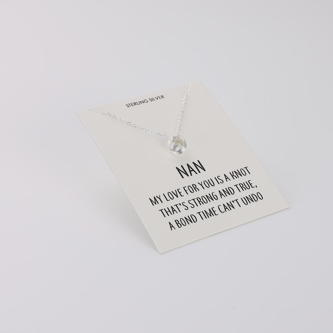Sterling Silver Nan Quote Knot Necklace