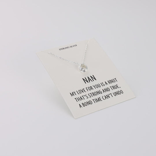 Sterling Silver Nan Quote Knot Necklace
