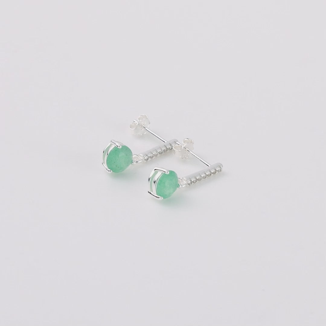 Sterling Silver Green Aventurine Gemstone Drop Earrings