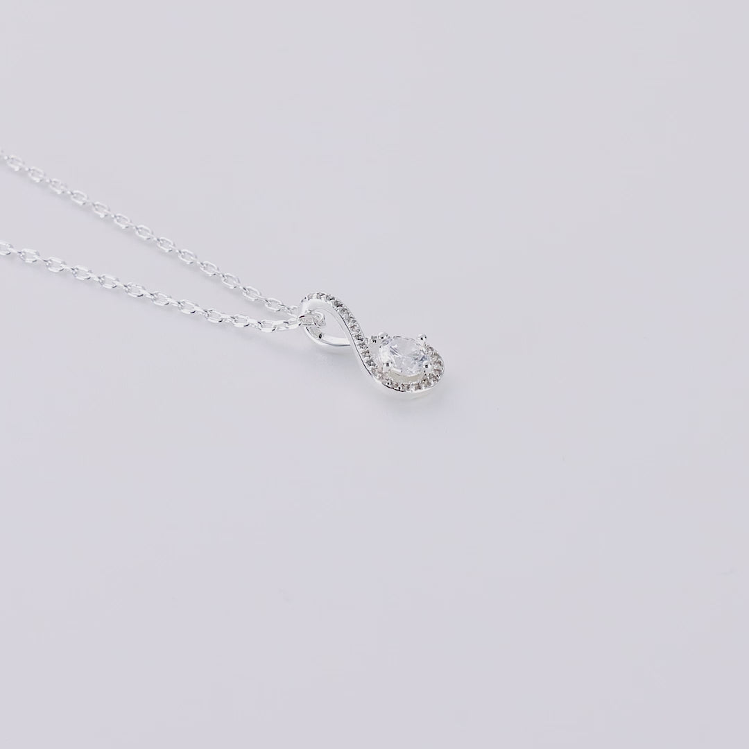 Silver Plated Solitaire Twist Necklace Created with Zircondia® Crystals