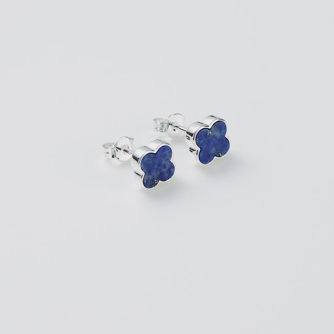 Lapis Gemstone Clover Earrings