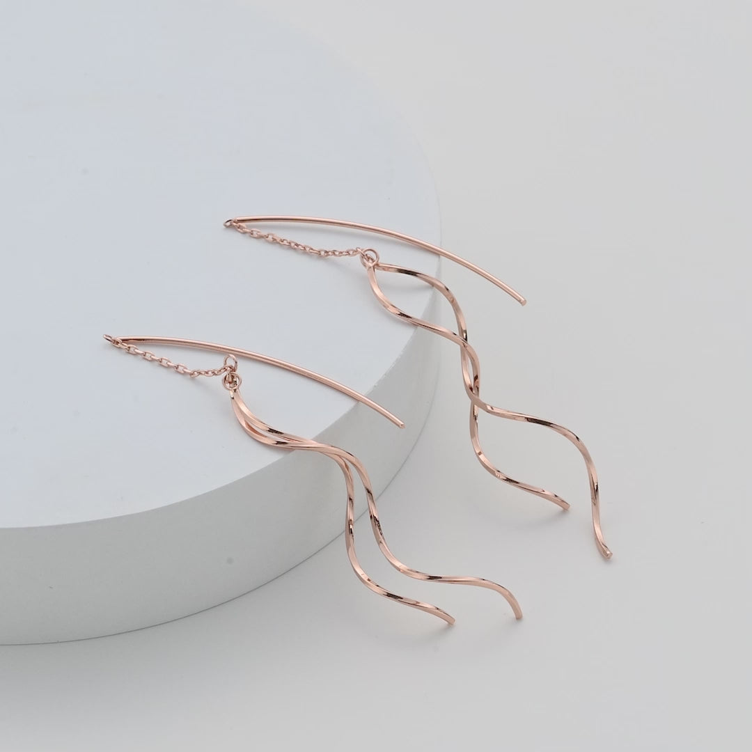 Rose Gold Plated Spiral Thread Earrings Video