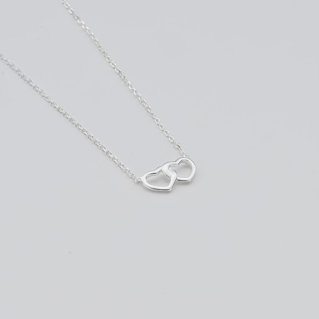 Sterling Silver Sister Heart Link Necklace with Quote Card Video