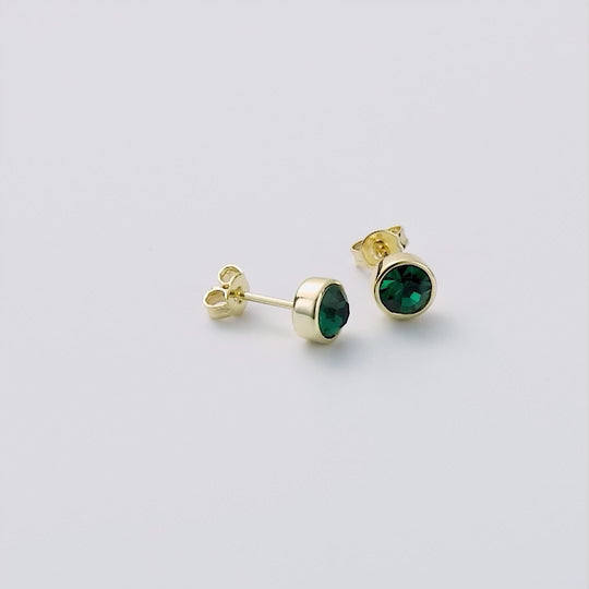 18k Gold Plated Green Stud Earrings Created with Zircondia® Crystals