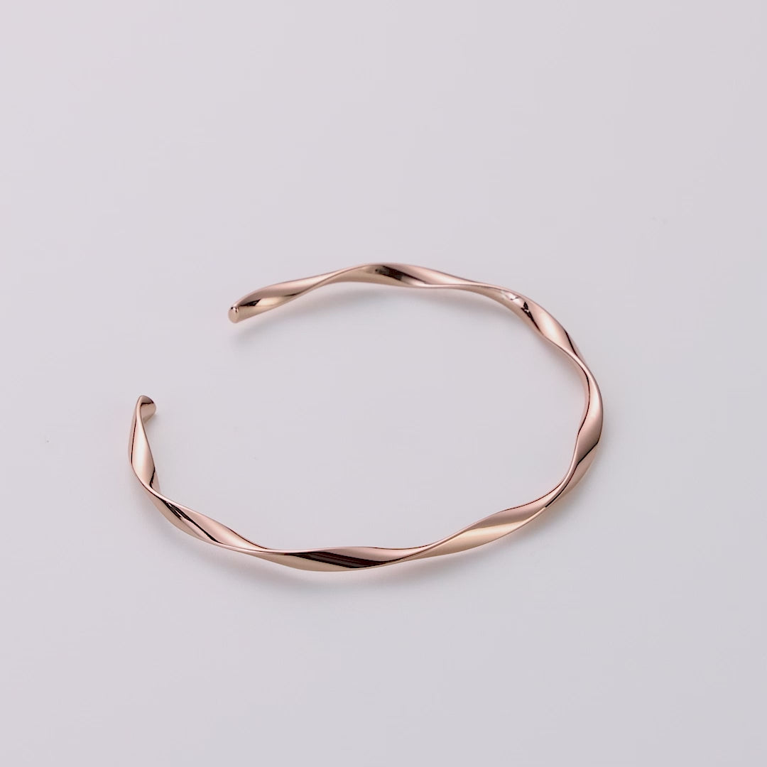 Rose Gold Plated Spiral Cuff Bangle