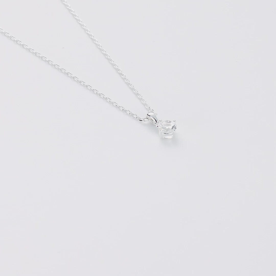 Silver Plated Solitaire Necklace Created with Zircondia® Crystals