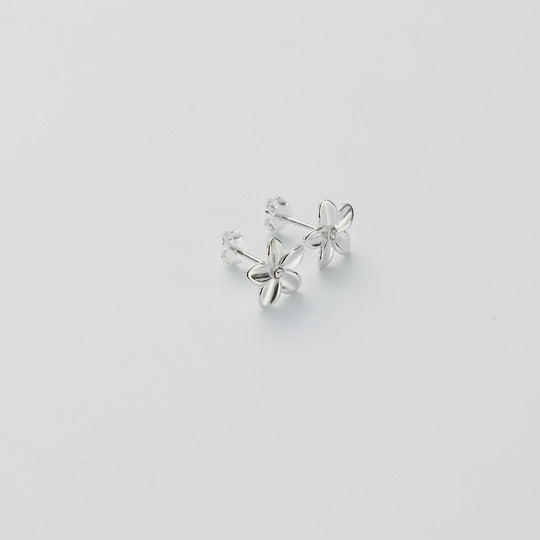 Sterling Silver Flower Earrings Created with Zircondia® Crystals