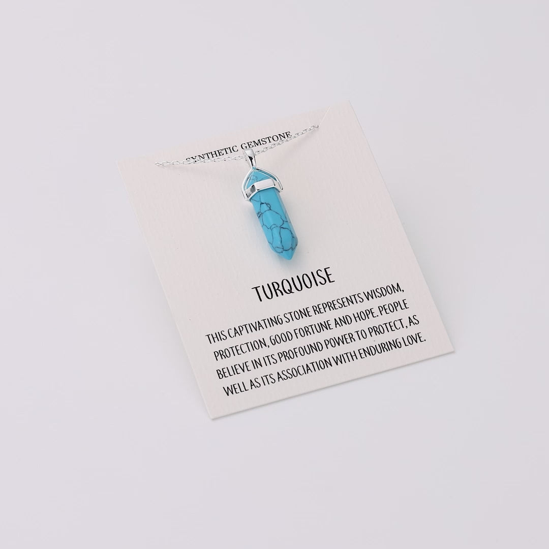 Synthetic Turquoise Gemstone Necklace with Quote Card