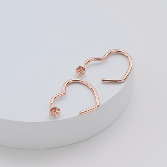 Rose Gold Plated Heart Hoop Earrings Video