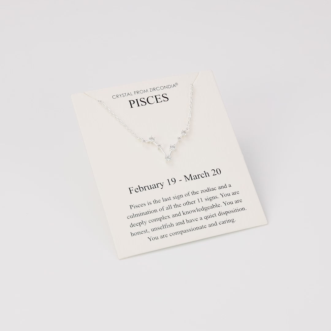 Pisces Star Sign Zodiac Constellation Necklace and Quote Card with Zircondia® Crystals