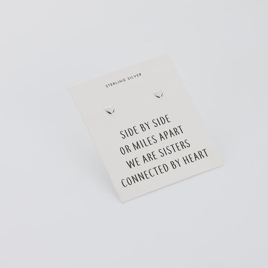 Sterling Silver Sister Heart Earrings with Quote Card
