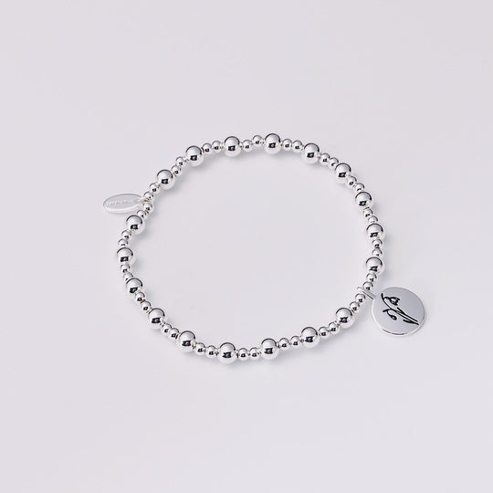 January Birth Flower Snowdrop Beaded Stretch Bracelet