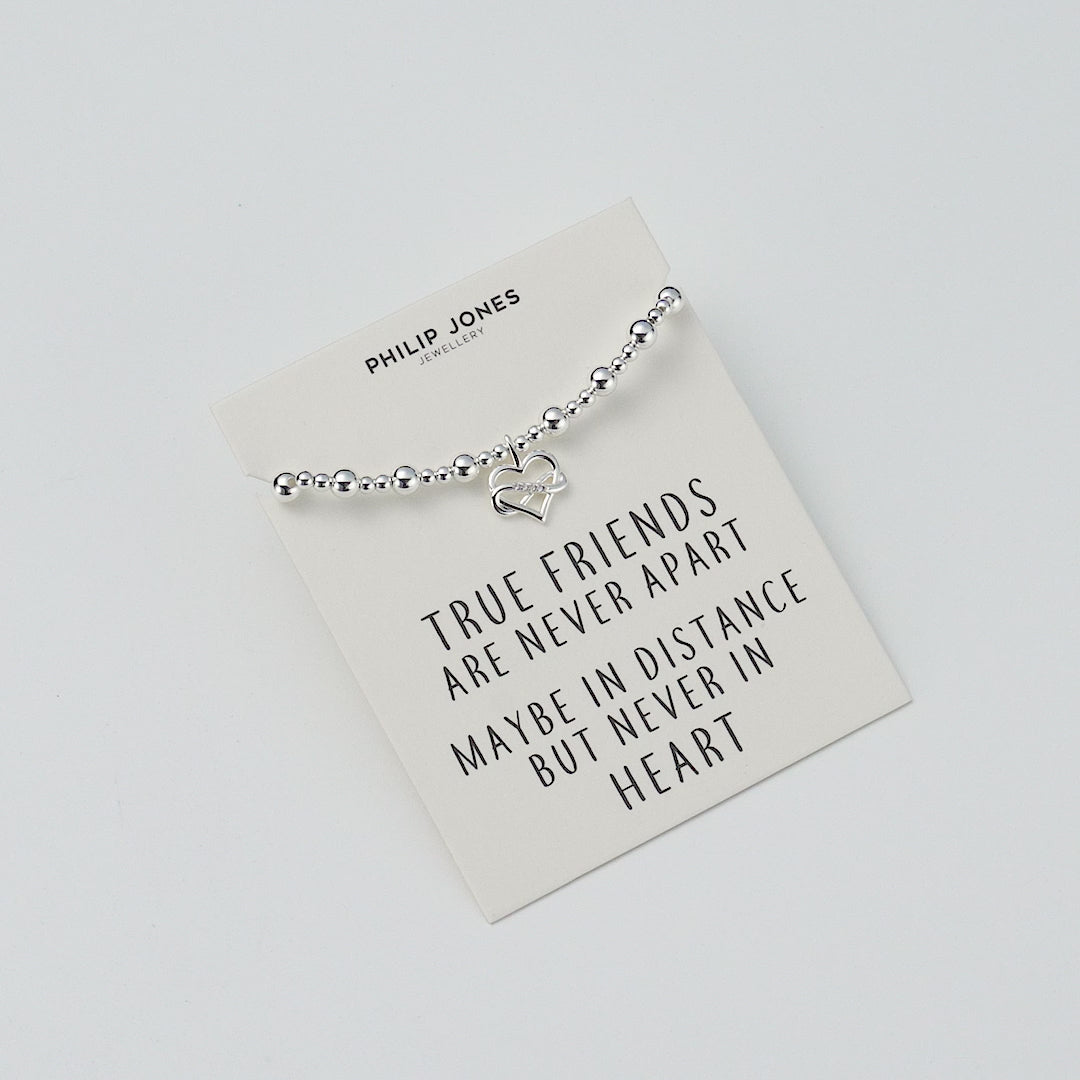 Infinity Heart Beaded Stretch True Friends Bracelet with Quote Card