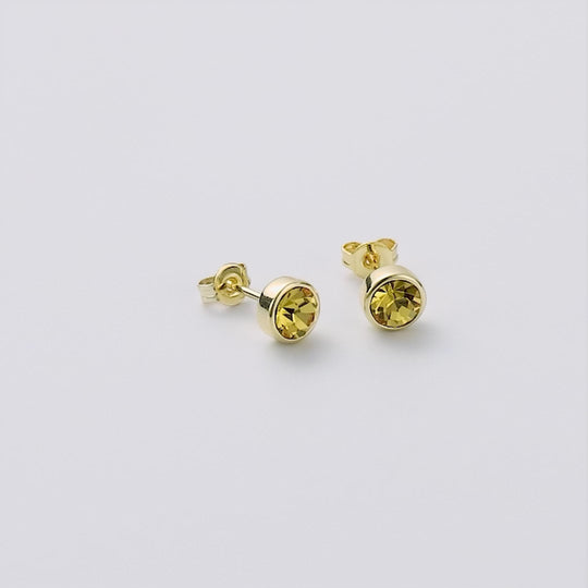 18k Gold Plated Yellow Stud Earrings Created with Zircondia® Crystals