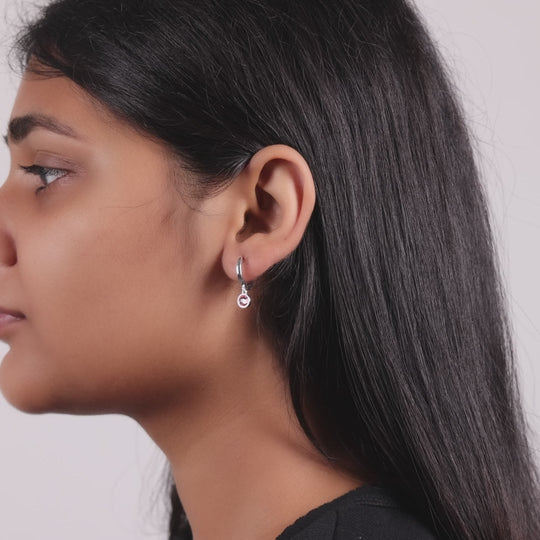 October Birthstone Hoop Earrings Created with Tourmaline Zircondia® Crystals