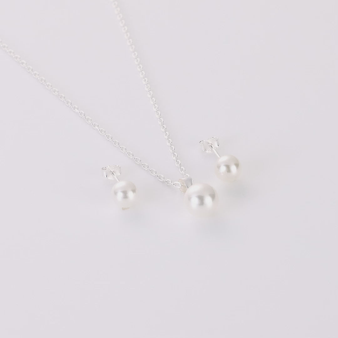 Silver Plated Shell Pearl Set