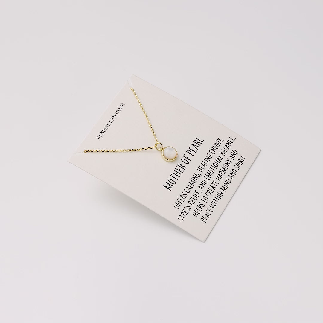 18k Gold Plated Mother of Pearl Necklace with Quote Card