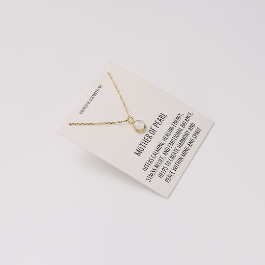 18k Gold Plated Mother of Pearl Necklace with Quote Card