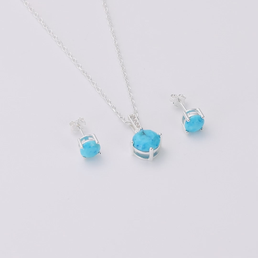 Sterling Silver Synthetic Turquoise Gemstone Set