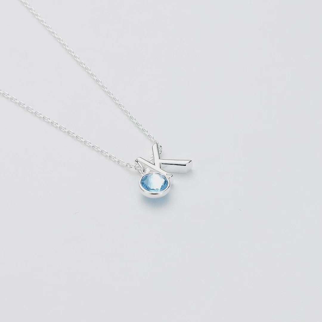 Initial K Necklace with Birthstone Charm Created with Zircondia® Crystals