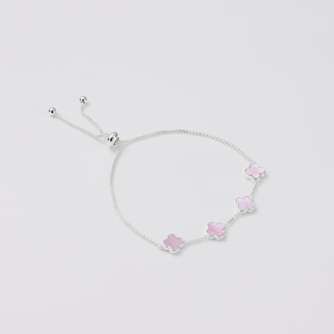 Pink Mother Of Pearl Multi Clover Friendship Bracelet