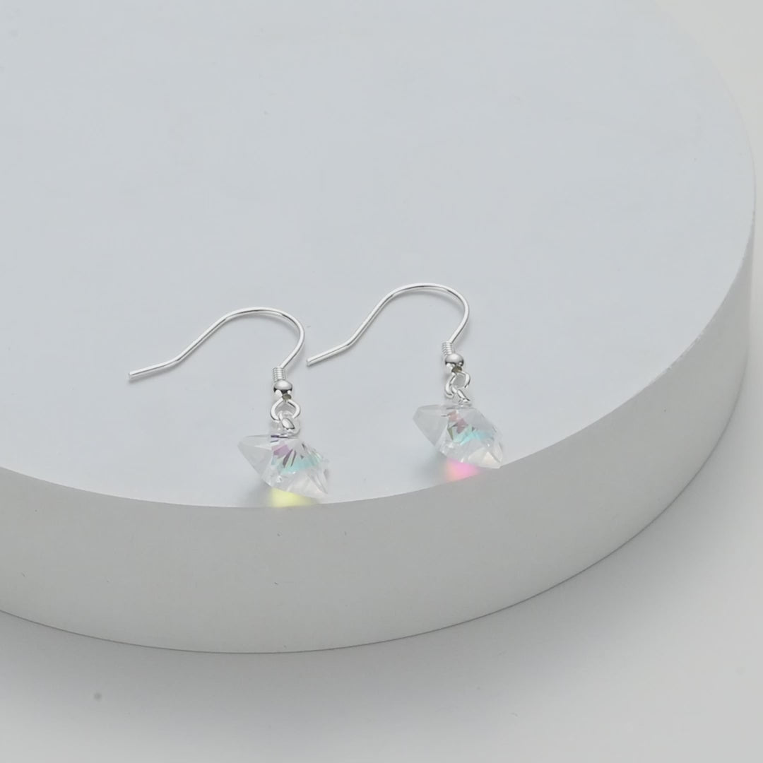 Sterling Silver Aurora Borealis Star Earrings Created with Zircondia® Crystals Video