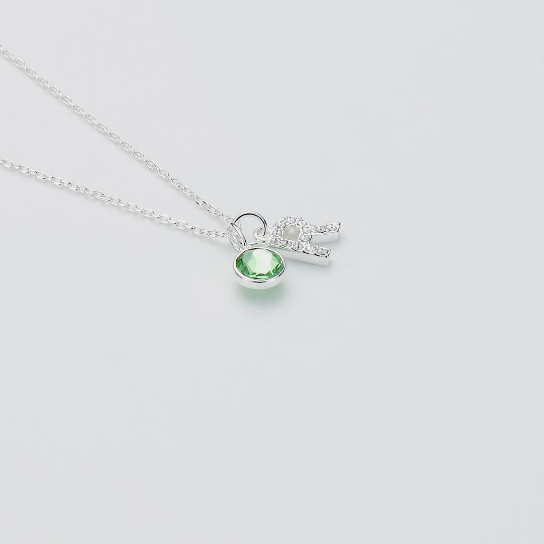 Pave Initial R Necklace with Birthstone Charm Created with Zircondia® Crystals